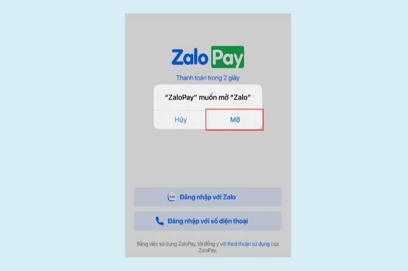 Cho phép Zalo Pay truy cập vào Zalo 